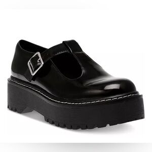 Wild Pair Amalie T-Strap Mary Jane Flats Black